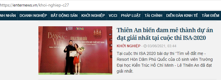 Enternews.vn | Thiên An biến đam mê thành dự án đạt giải nhất tại cuộc thi ISA-2020
